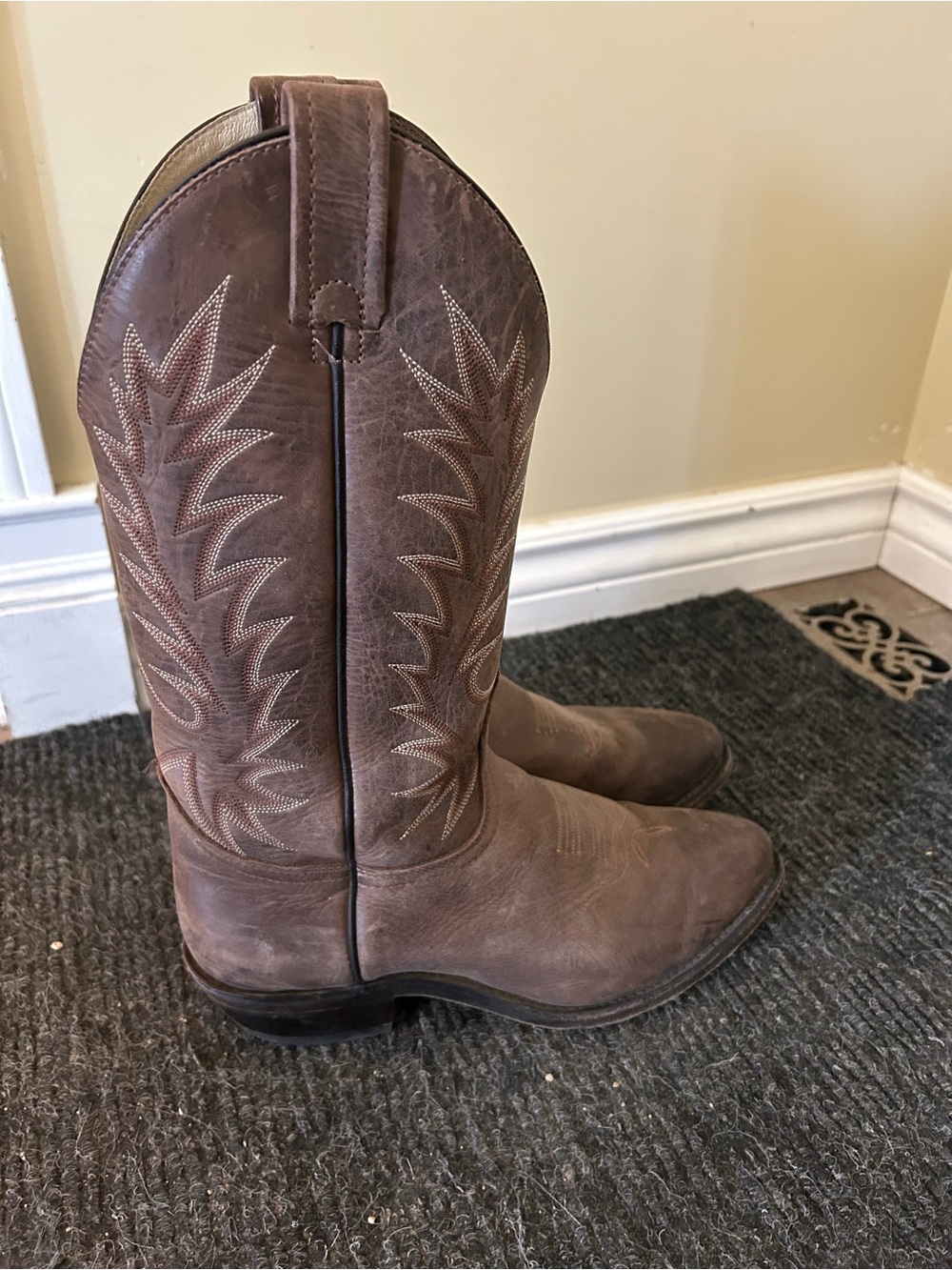 Brahma Tan/Brown Western Leather Pull-On Boots